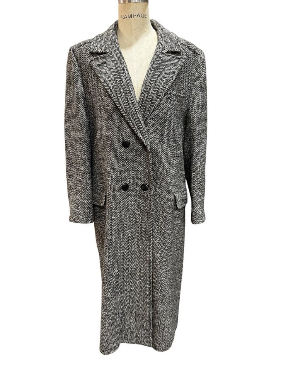 Pendleton Vintage Wool Coat Herringbone Long Double Breasted USA - Picture 2 of 10